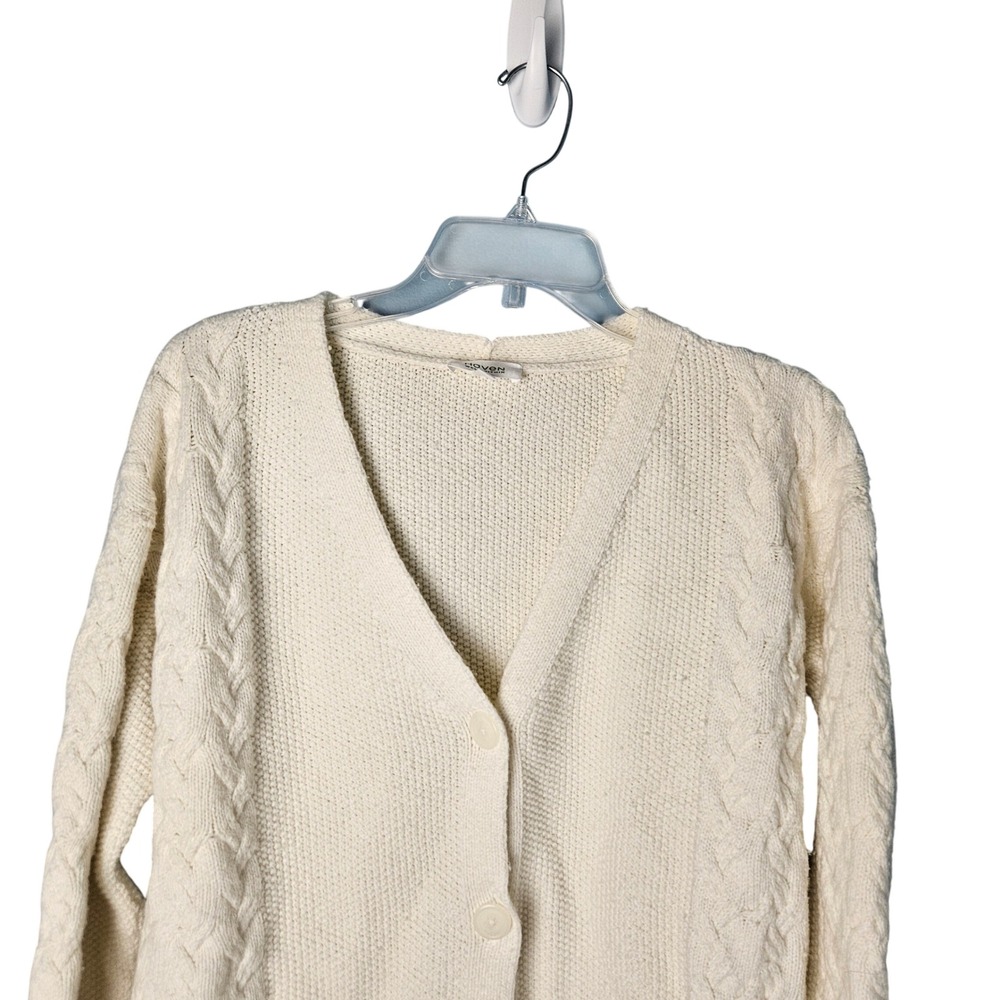 Haven Well Within Cream Cable Knit‎ Sleeves Chunky Button Cardigan Womens Large - Picture 2 of 6